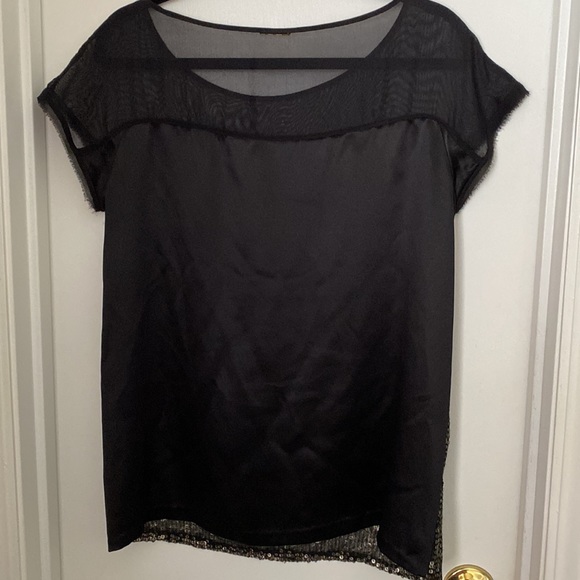 Rebecca Minkoff Sequined Blouse Sz 10, Black and Gold - Picture 7 of 8